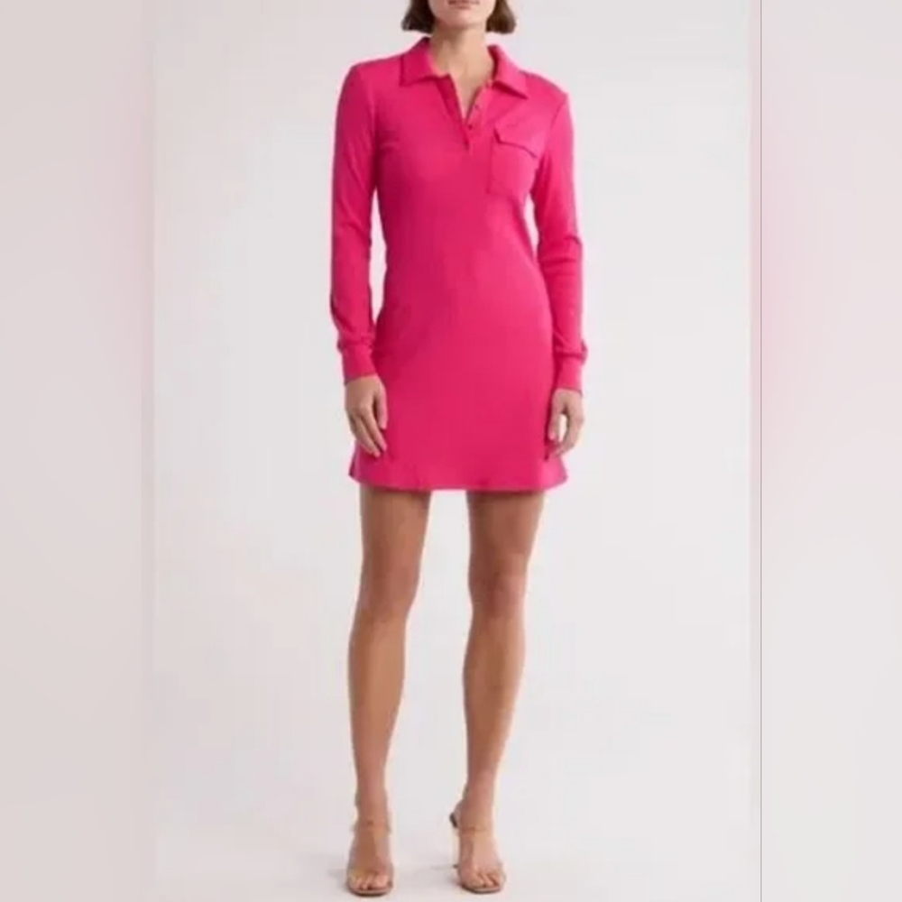 Area Stars - Women's Pink Juliette Stretchy Ribbed Knit Polo Dress NWT - Medium